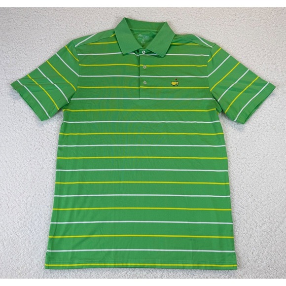 Masters Tech Other - Masters Tech Mens Green Striped Short Sleeve Golf Polo Shirt Mens Size M